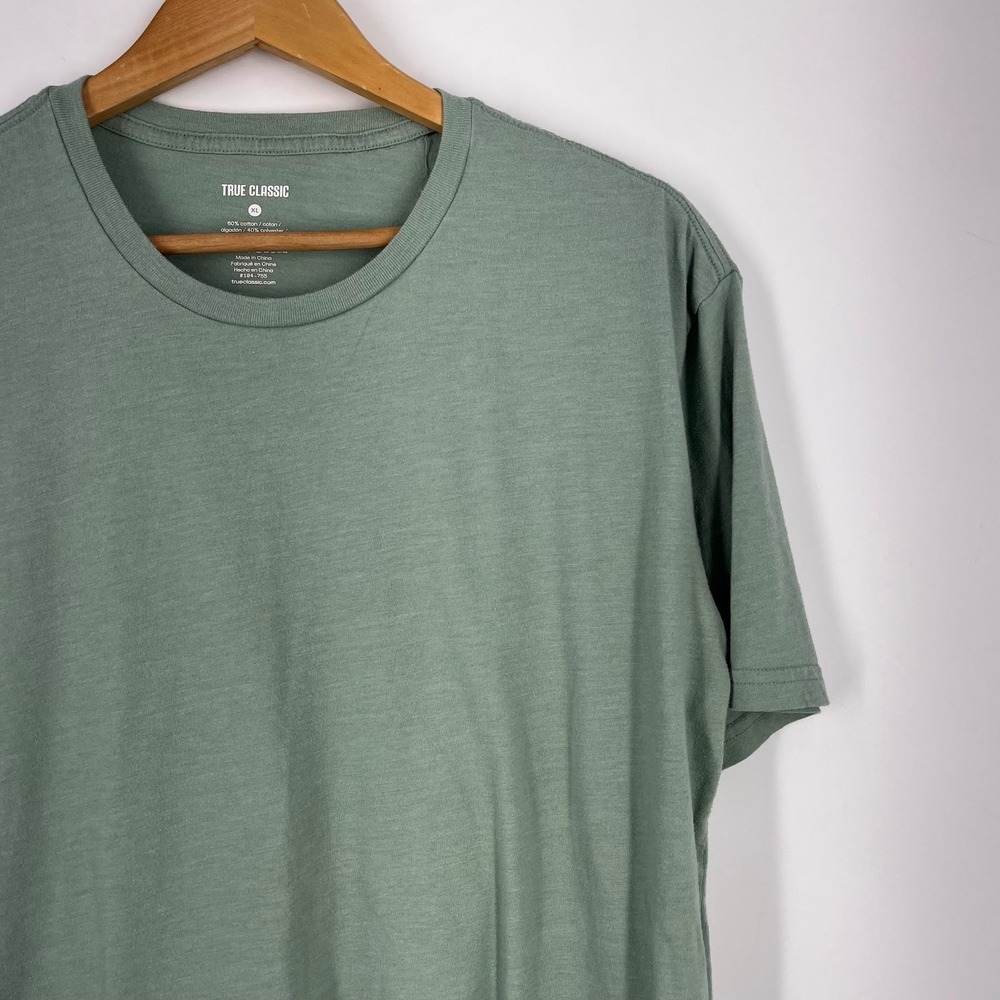True Classic Mens XL Sage Green Heather Short Sleeve Crew Neck Athletic Fit Tee - Picture 5 of 14
